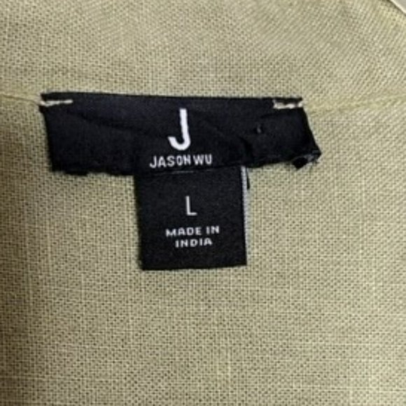 Jason Wu Dip Dye Linen Button Front Shirt - Olive - L - Picture 7 of 7